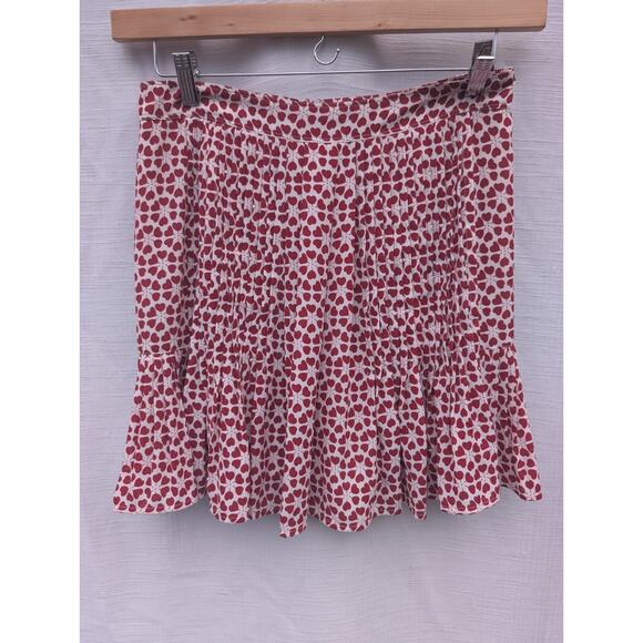 Rebecca Minkoff Womens Cassia Printed Pleated Mini Skirt Sz 10 Red Heart Flowy - Picture 1 of 6